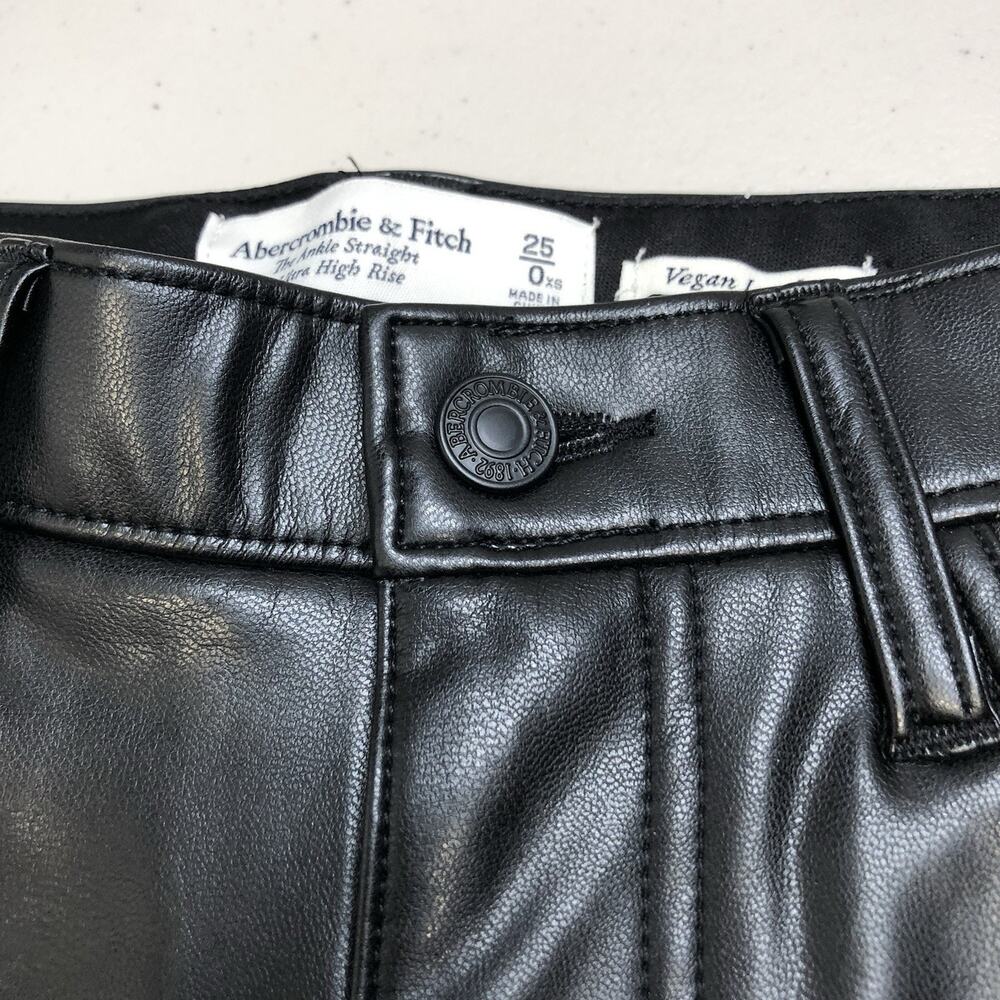 Abercrombie Fitch Vegan Leather Straight Ultra High Rise Curve Love Pants 25 - Picture 5 of 11